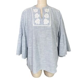 Chaps‎ Embroidered Peasant Blouse Boho XXL